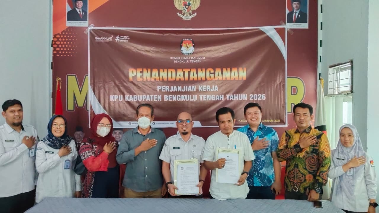 Penandatanganan Perjanjian Kerja KPU Kabupaten Bengkulu Tengah Tahun 2026