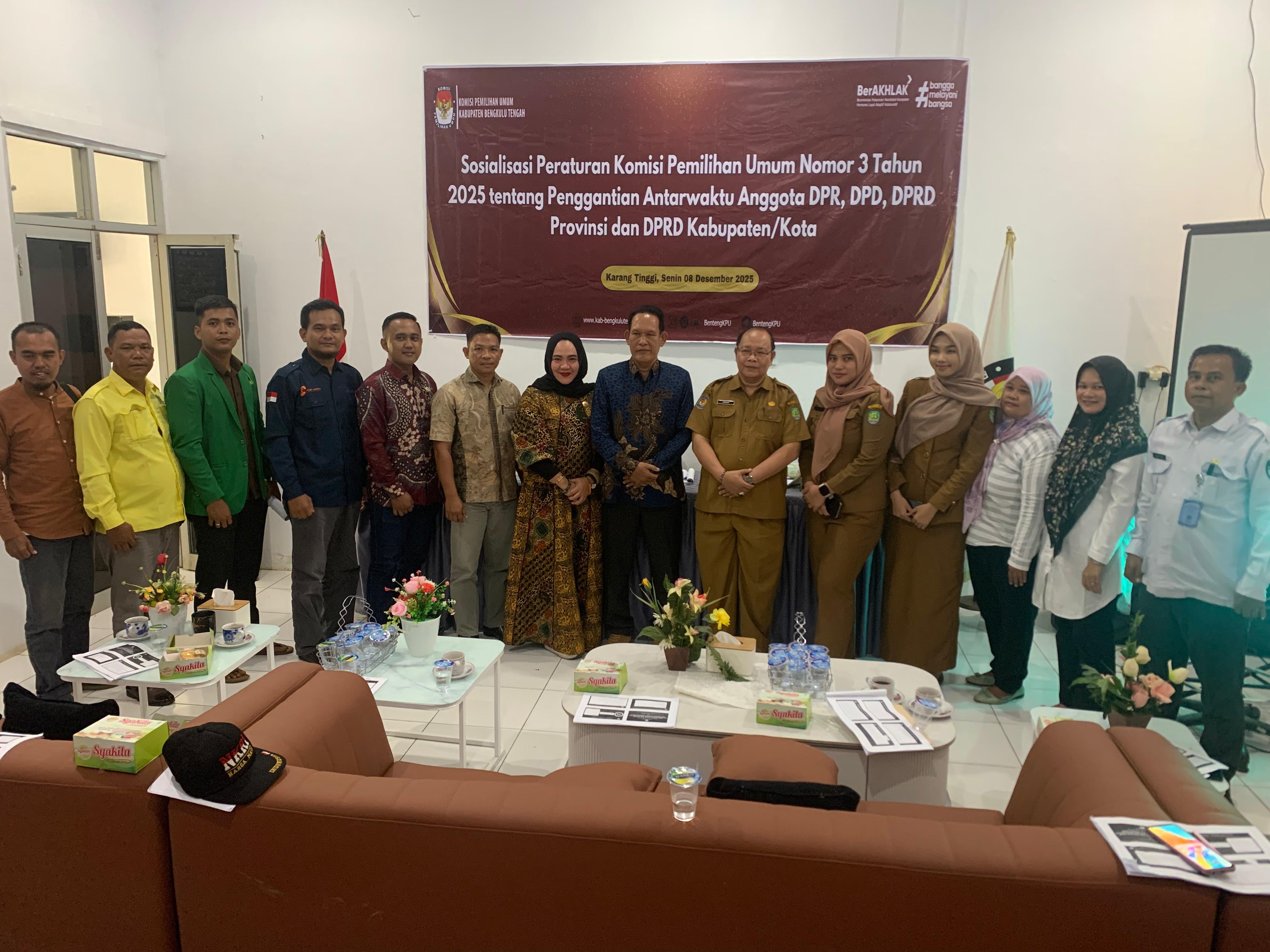 Sosialisasi PKPU Nomor 3 Tahun 2025 tentang PAW Anggota DPR, DPD, DPRD Provinsi dan DPRD Kab/Kota